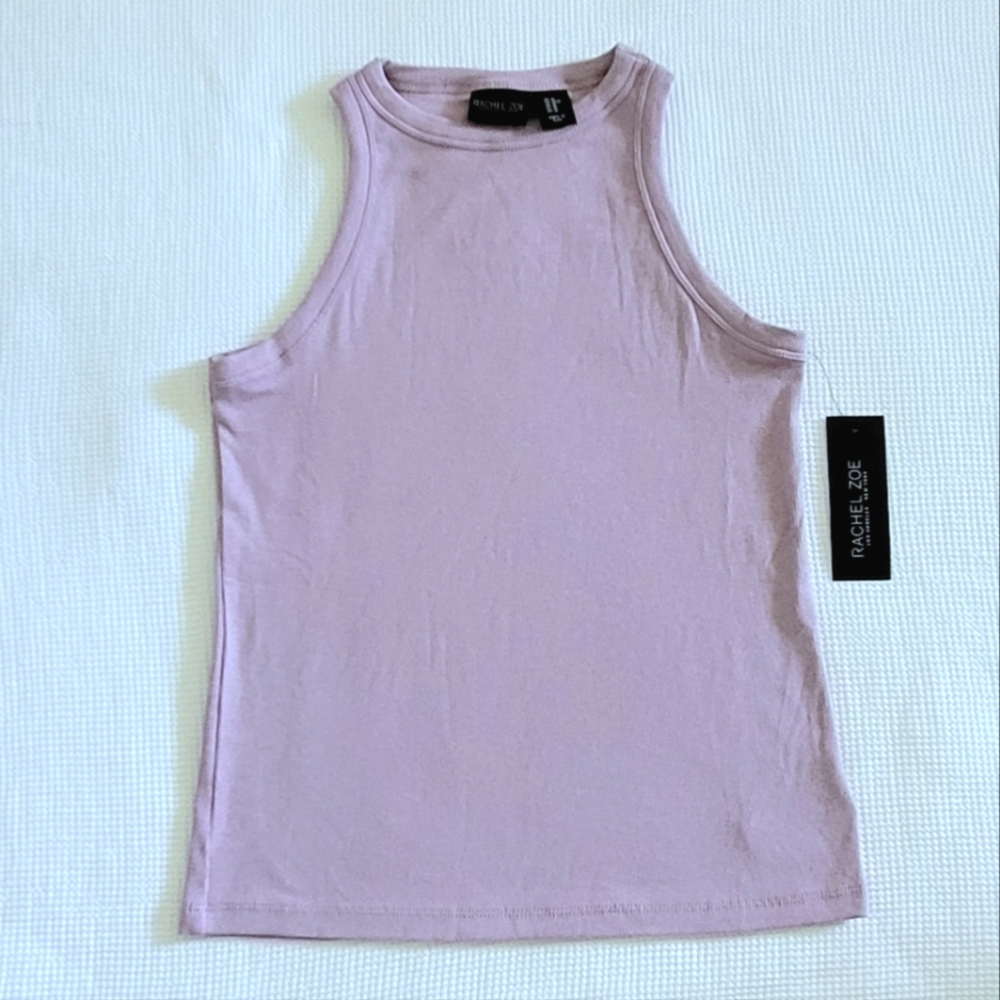 Rachel Zoe Sleeveless Fitted Ribbed Light Lavender💜 Top - NWT - Picture 1 of 10